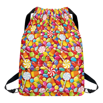 Colorful Candy Pattern Print Drawstring Backpack