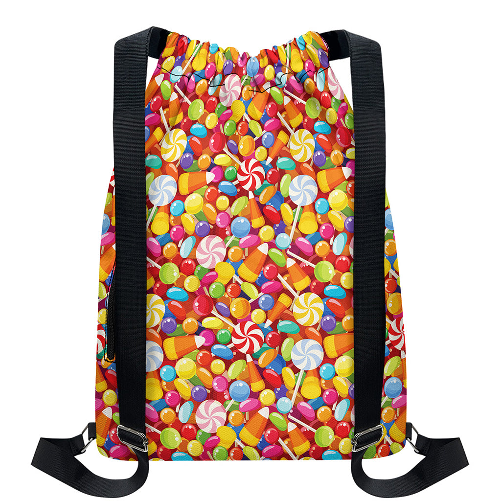 Colorful Candy Pattern Print Drawstring Backpack