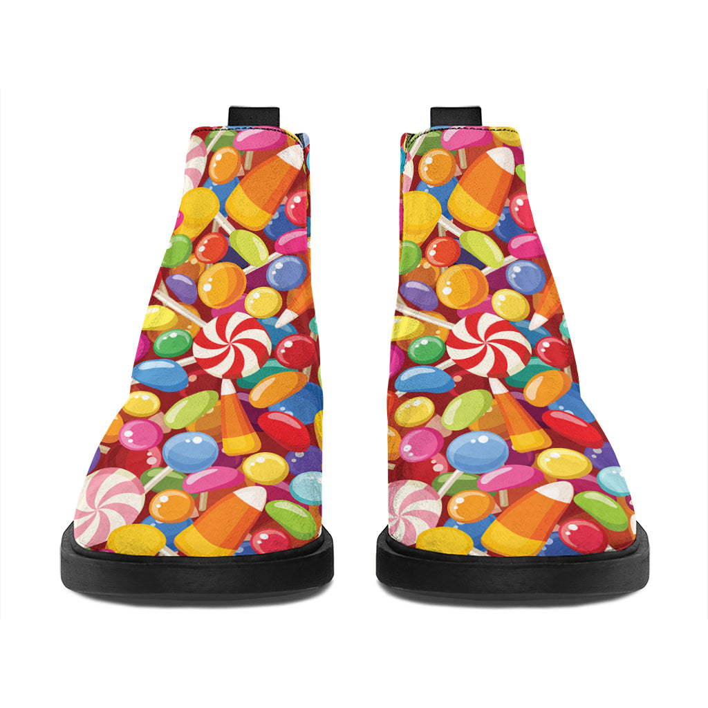 Colorful Candy Pattern Print Flat Ankle Boots