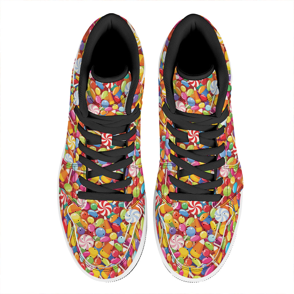 Colorful Candy Pattern Print High Top Leather Sneakers