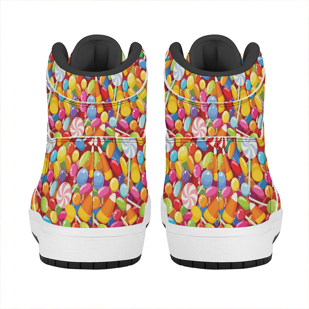 Colorful Candy Pattern Print High Top Leather Sneakers