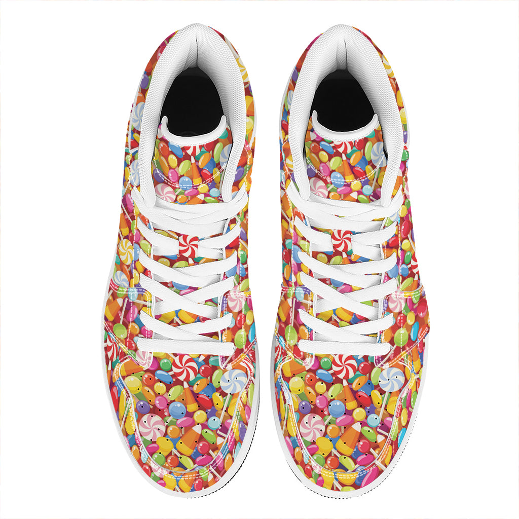 Colorful Candy Pattern Print High Top Leather Sneakers