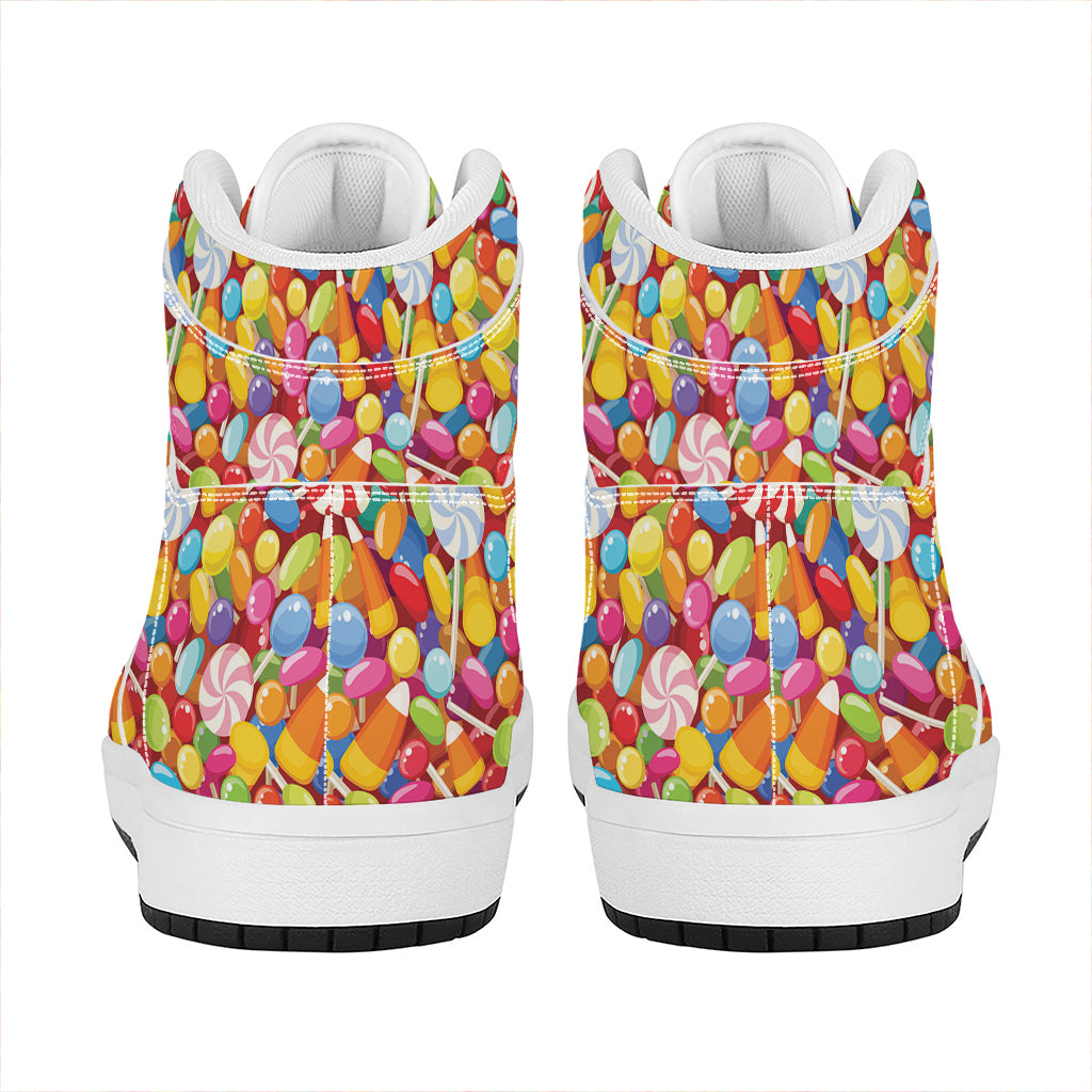 Colorful Candy Pattern Print High Top Leather Sneakers