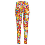 Colorful Candy Pattern Print High-Waisted Pocket Leggings