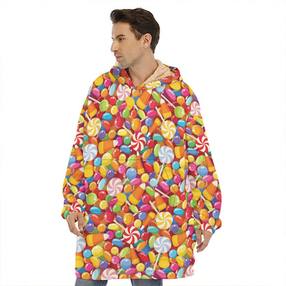 Colorful Candy Pattern Print Hoodie Blanket