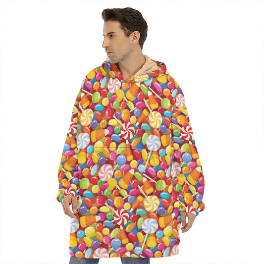Colorful Candy Pattern Print Hoodie Blanket