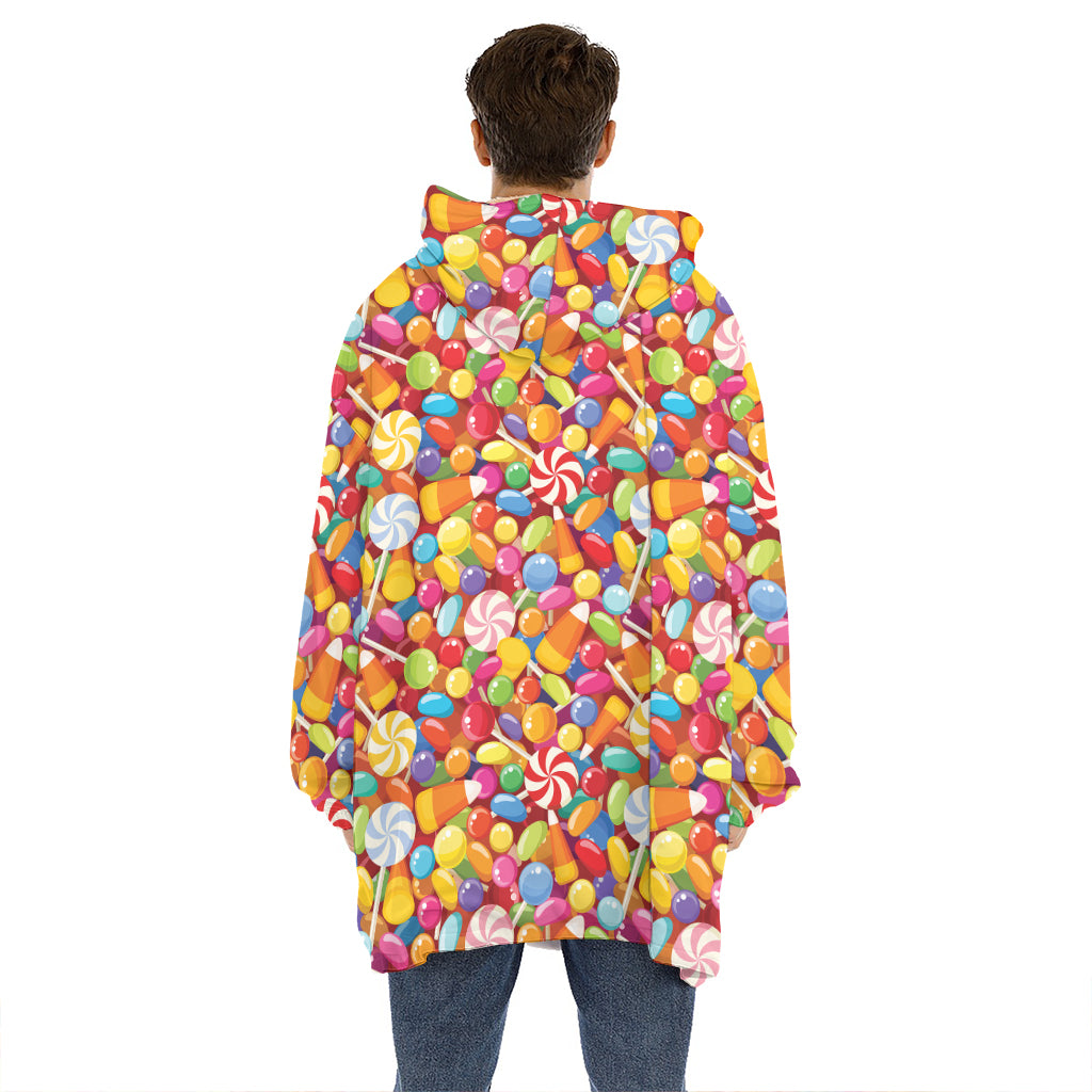 Colorful Candy Pattern Print Hoodie Blanket