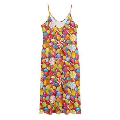 Colorful Candy Pattern Print Jersey Midi Cami Dress