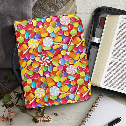 Colorful Candy Pattern Print Leather Bible Cover
