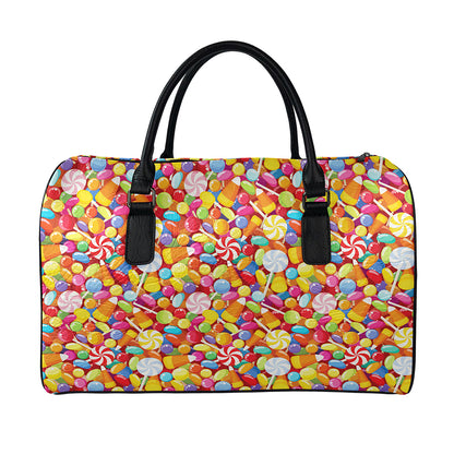Colorful Candy Pattern Print Leather Duffle Bag