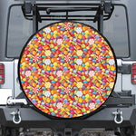 Colorful Candy Pattern Print Leather Spare Tire Cover