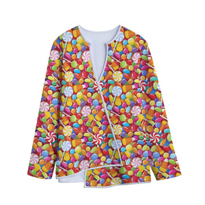 Colorful Candy Pattern Print Long Sleeve Short Coat