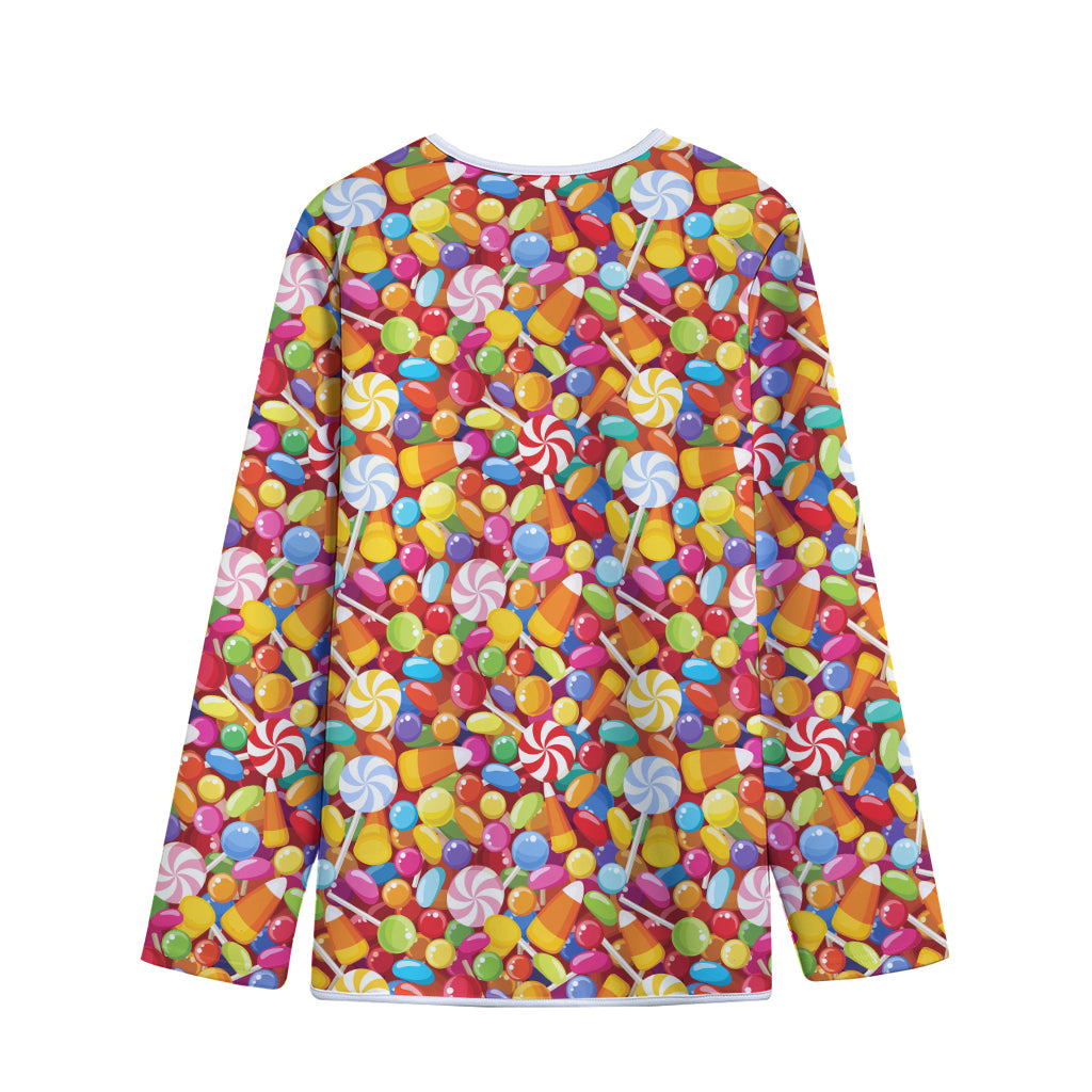 Colorful Candy Pattern Print Long Sleeve Short Coat