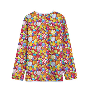 Colorful Candy Pattern Print Long Sleeve Short Coat