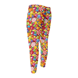 Colorful Candy Pattern Print Men's Compression Pants