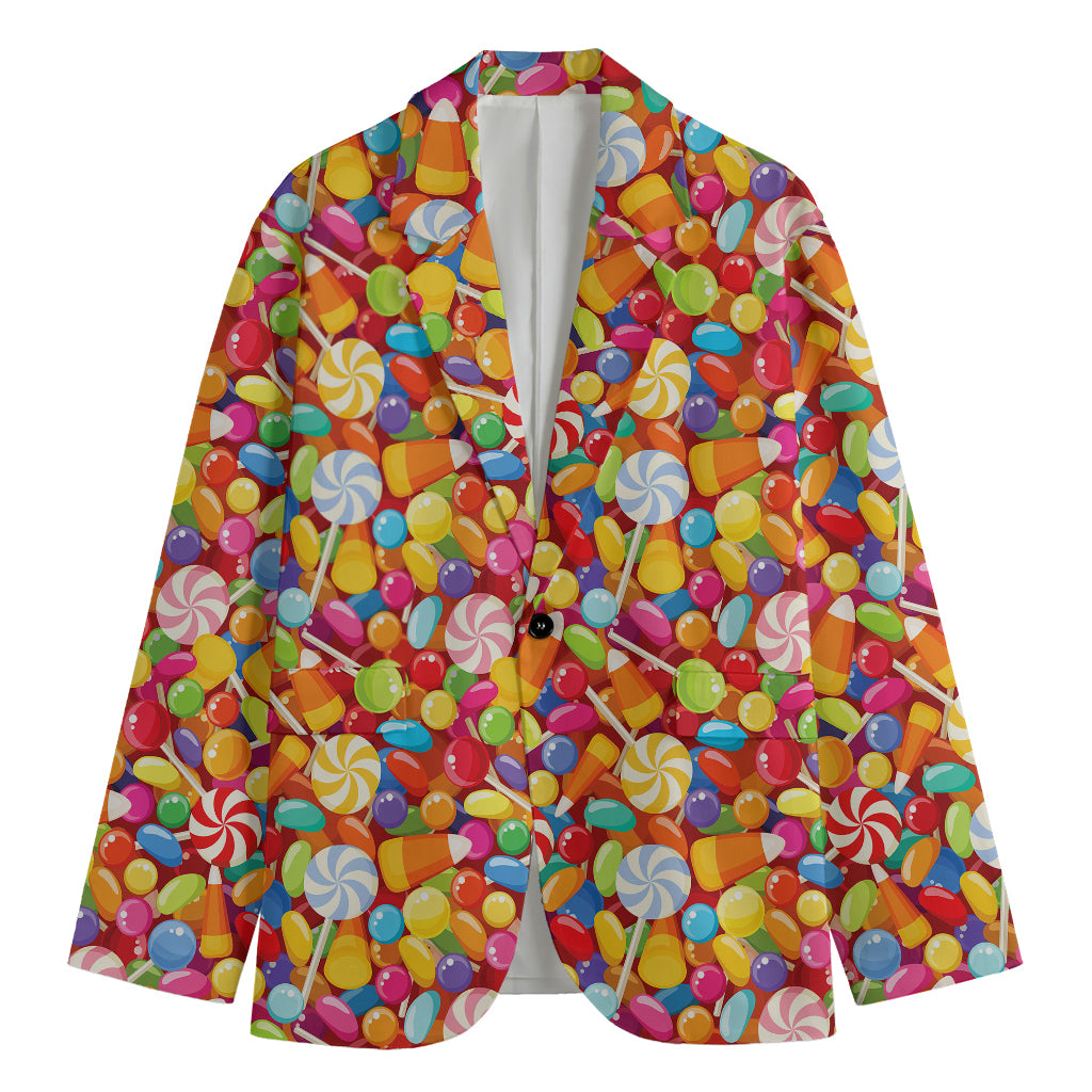 Colorful Candy Pattern Print Men's Cotton Blazer