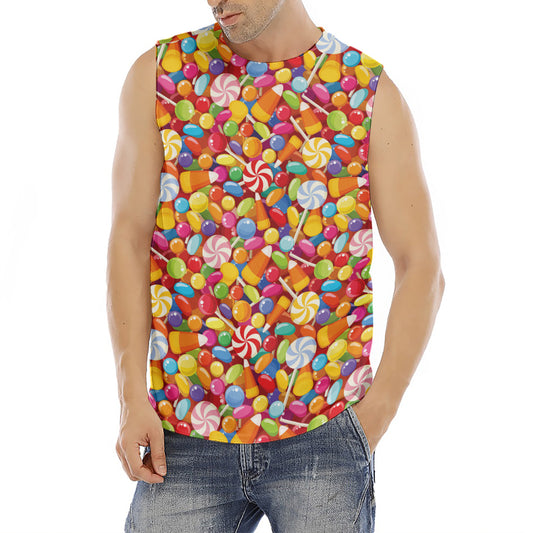 Colorful Candy Pattern Print Men's Fitness Tank Top