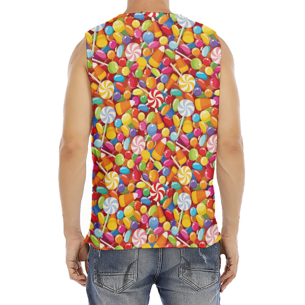 Colorful Candy Pattern Print Men's Fitness Tank Top