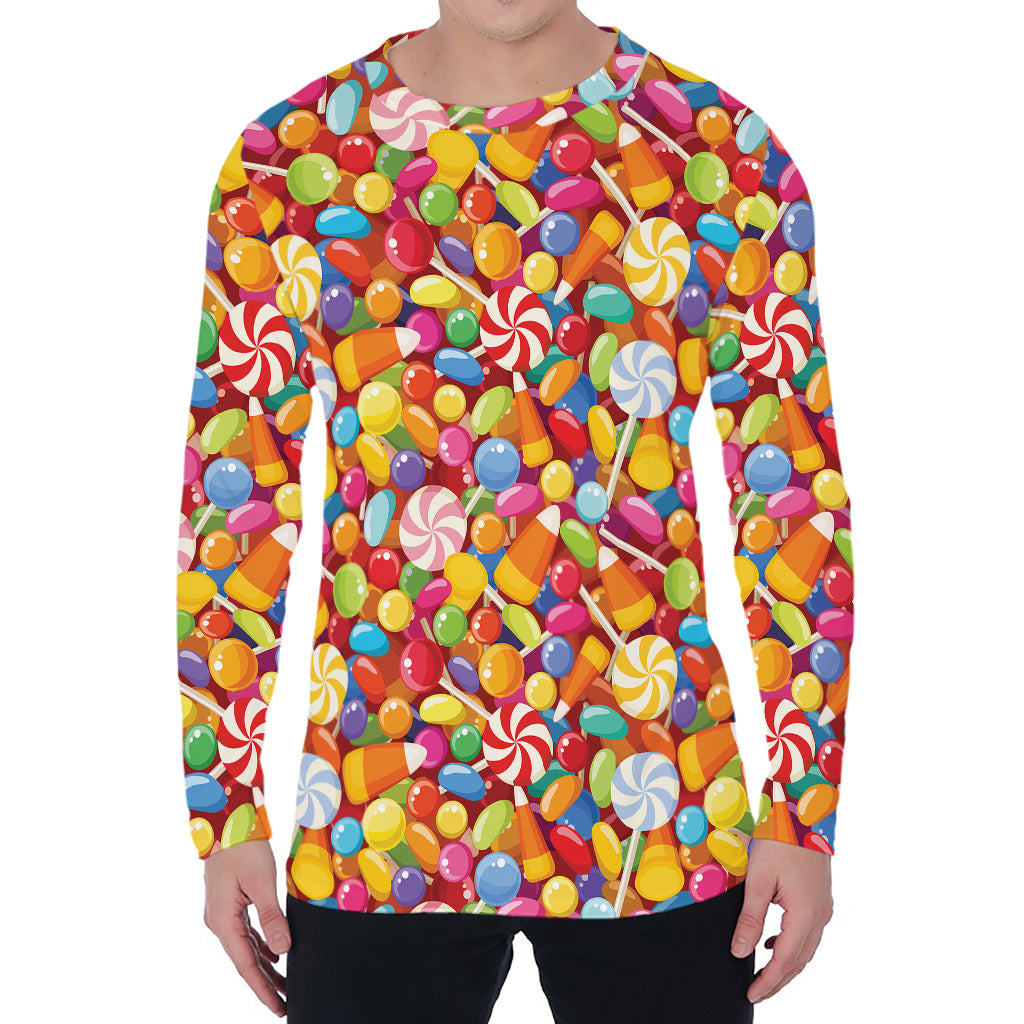 Colorful Candy Pattern Print Men's Long Sleeve T-Shirt