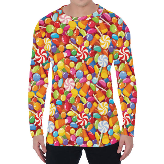 Colorful Candy Pattern Print Men's Long Sleeve T-Shirt