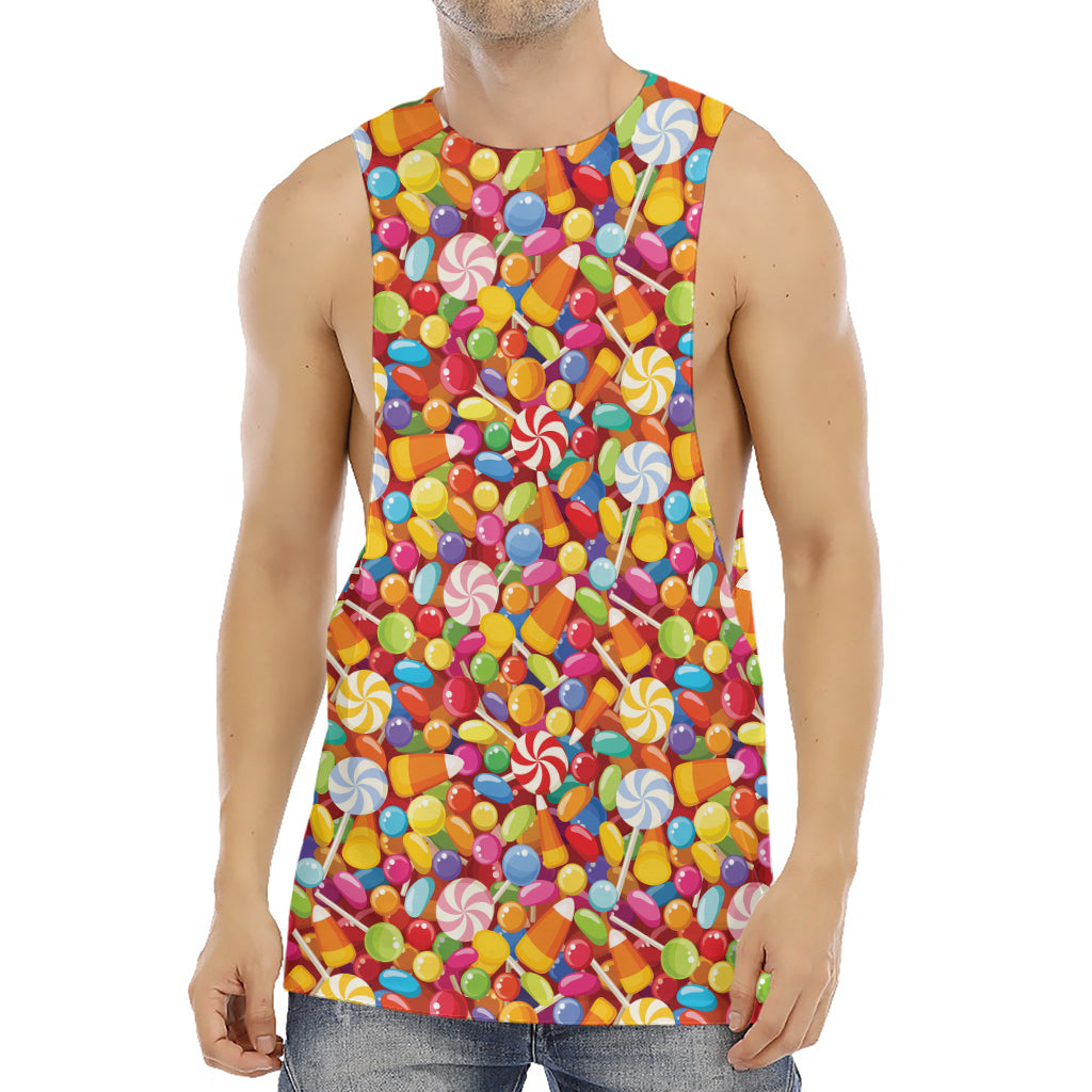 Colorful Candy Pattern Print Men's Muscle Tank Top