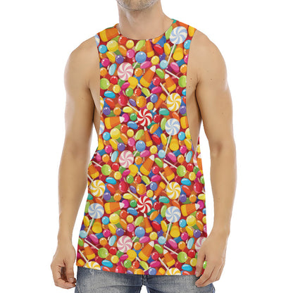 Colorful Candy Pattern Print Men's Muscle Tank Top