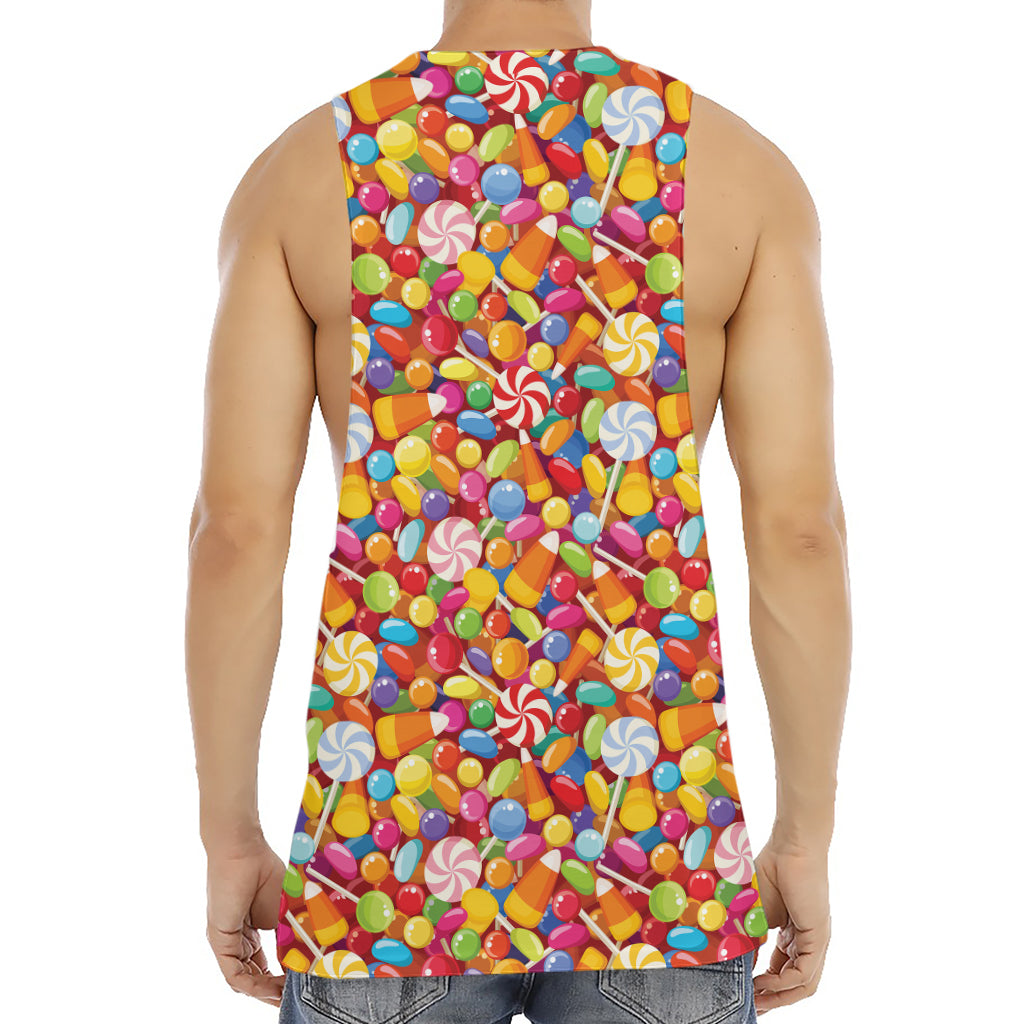 Colorful Candy Pattern Print Men's Muscle Tank Top