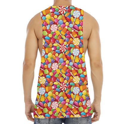 Colorful Candy Pattern Print Men's Muscle Tank Top