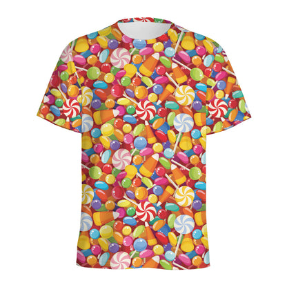 Colorful Candy Pattern Print Men's Sports T-Shirt
