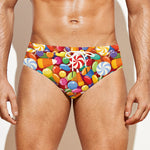 Colorful Candy Pattern Print Men's Swim Briefs