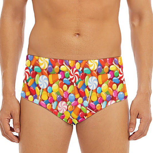 Colorful Candy Pattern Print Men's Triangle Swim Briefs