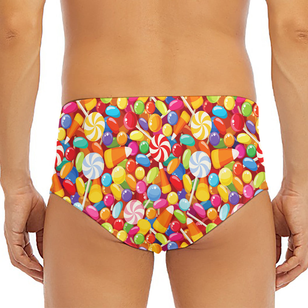 Colorful Candy Pattern Print Men's Triangle Swim Briefs