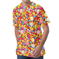 Colorful Candy Pattern Print Men's Velvet T-Shirt