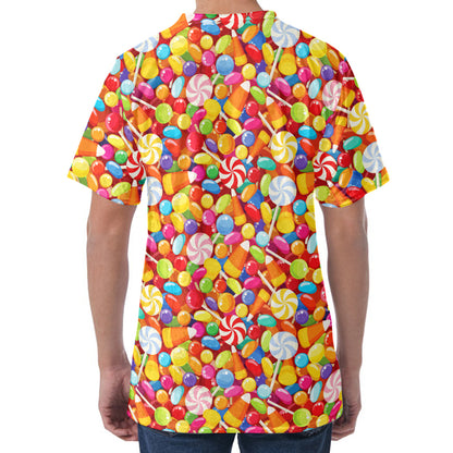 Colorful Candy Pattern Print Men's Velvet T-Shirt