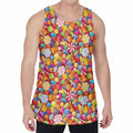 Colorful Candy Pattern Print Men's Velvet Tank Top