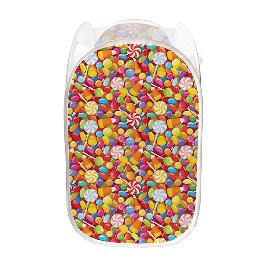 Colorful Candy Pattern Print Mesh Laundry Hamper