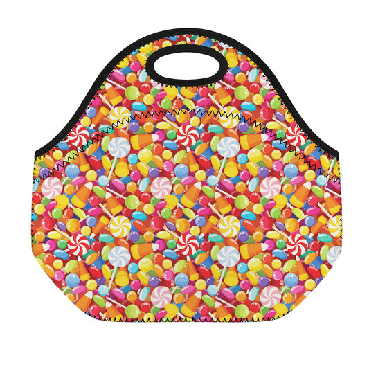 Colorful Candy Pattern Print Neoprene Lunch Bag