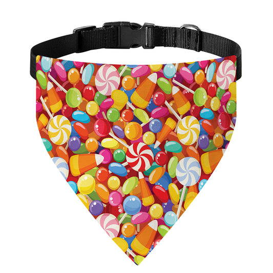 Colorful Candy Pattern Print Over The Collar Dog Bandana