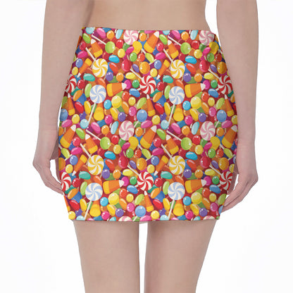 Colorful Candy Pattern Print Pencil Mini Skirt