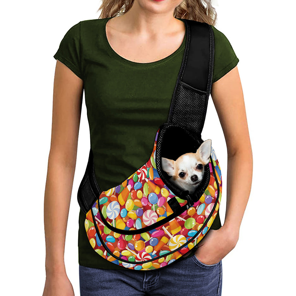 Colorful Candy Pattern Print Pet Sling Carrier