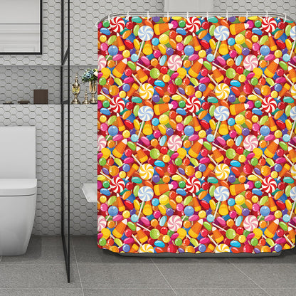 Colorful Candy Pattern Print Polyester Shower Curtain