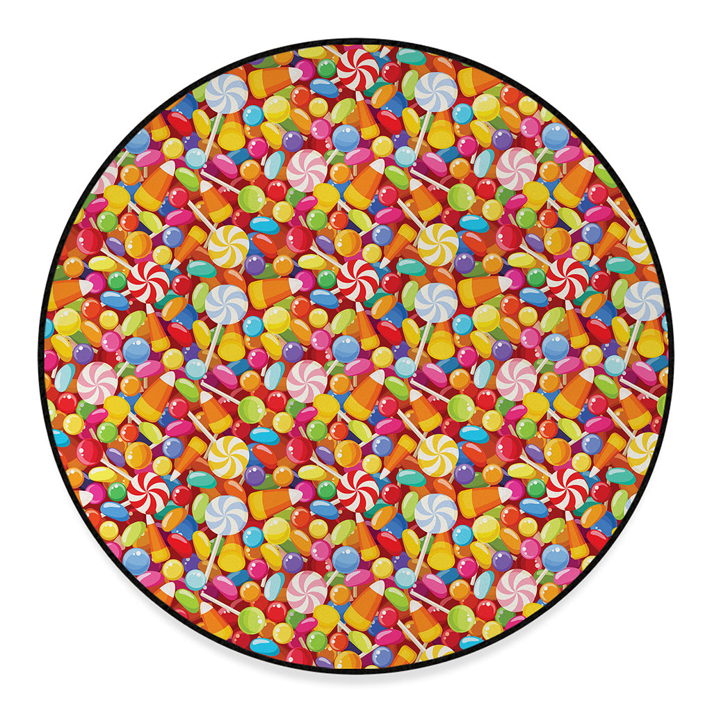 Colorful Candy Pattern Print Round Floor Mat
