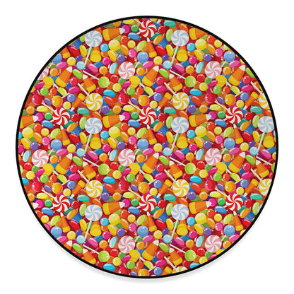 Colorful Candy Pattern Print Round Floor Mat