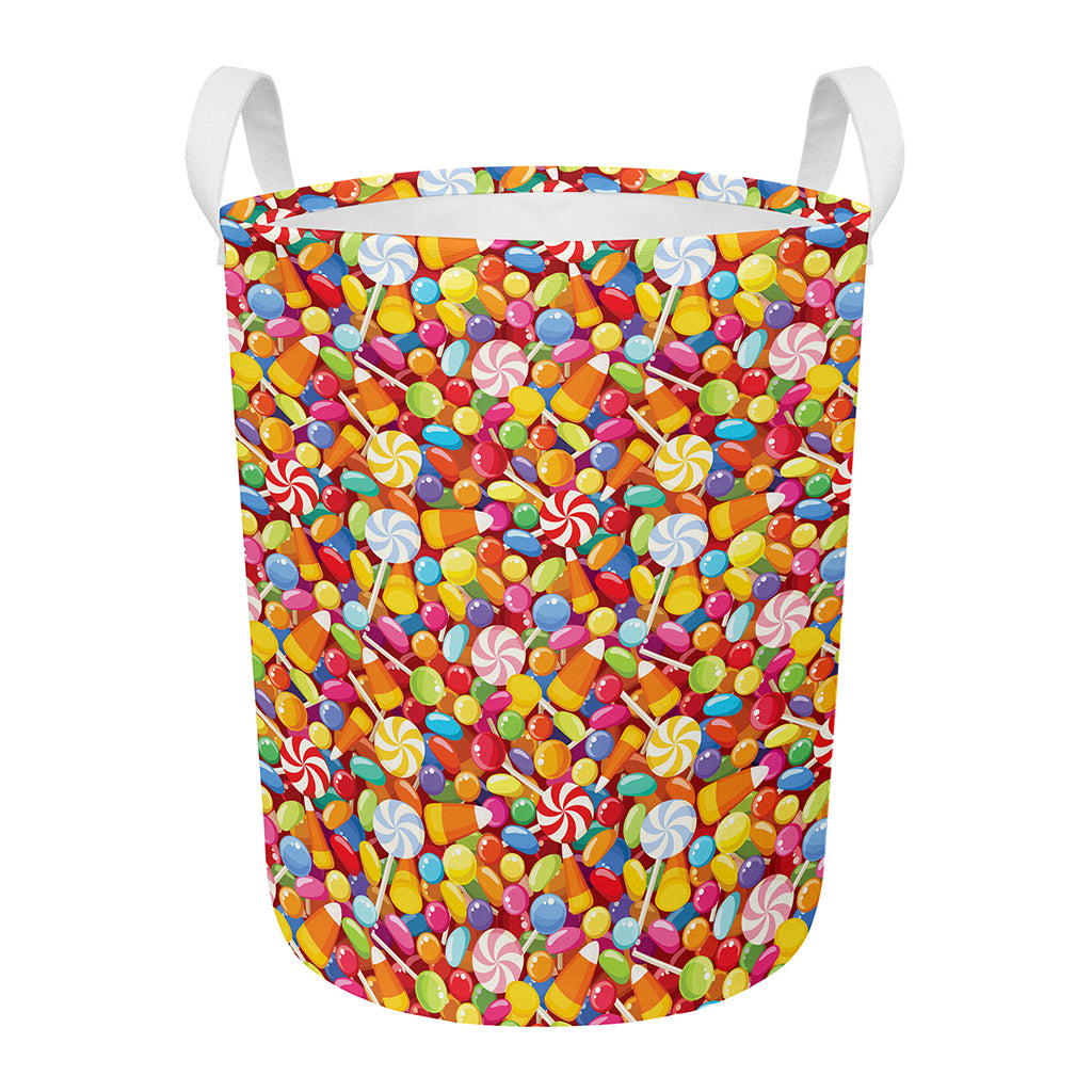 Colorful Candy Pattern Print Round Laundry Basket