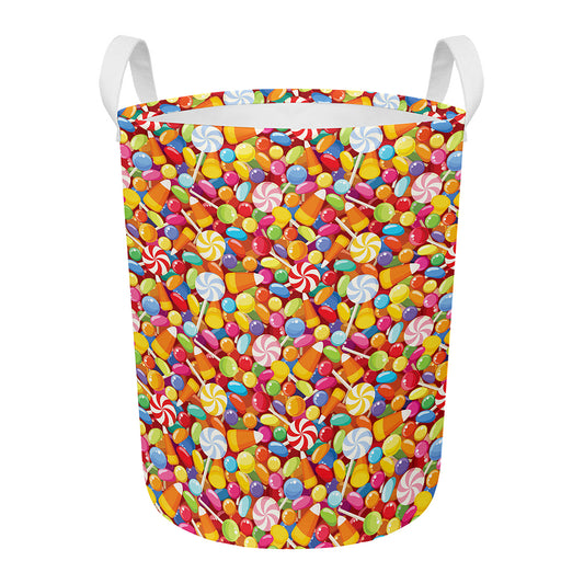 Colorful Candy Pattern Print Round Laundry Basket