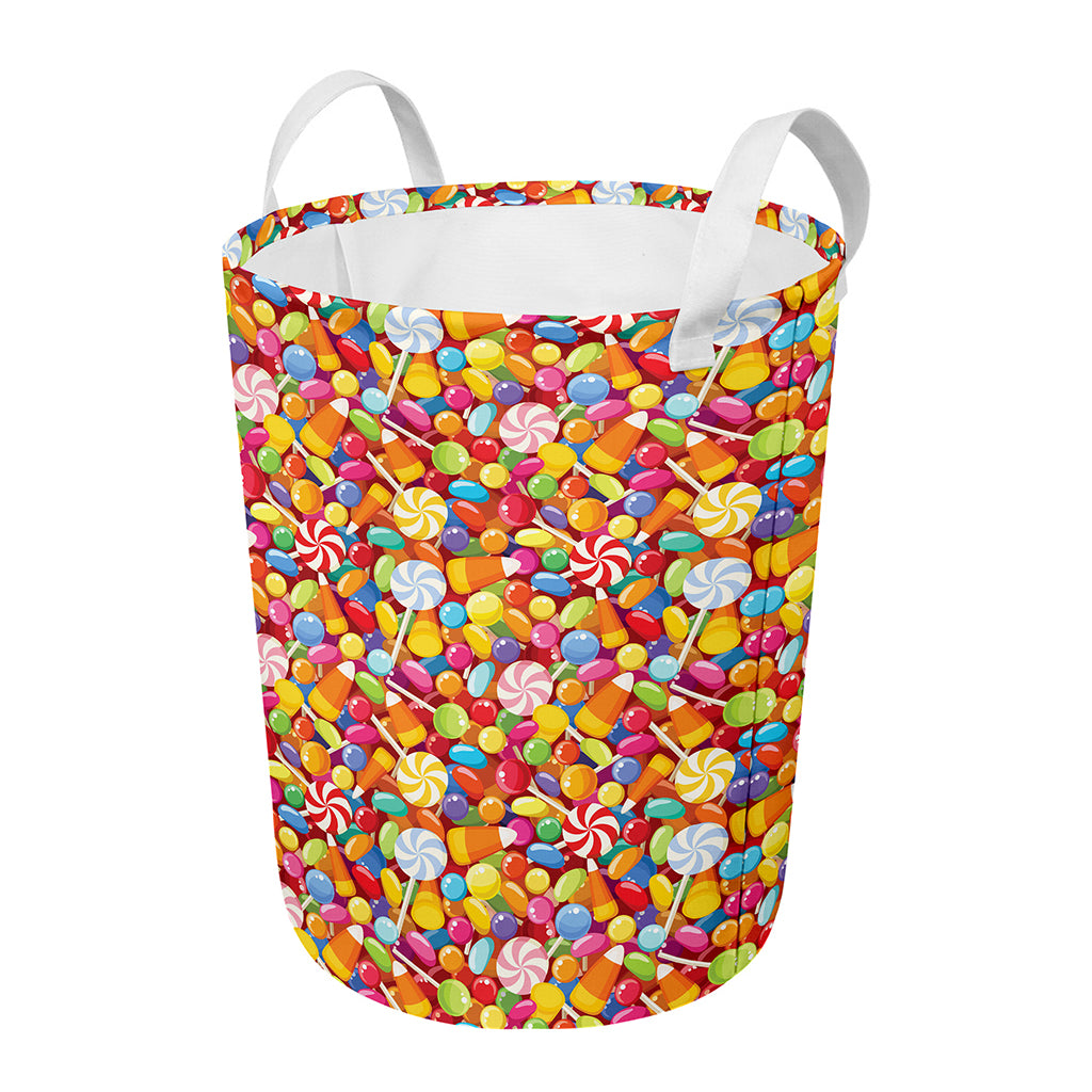 Colorful Candy Pattern Print Round Laundry Basket