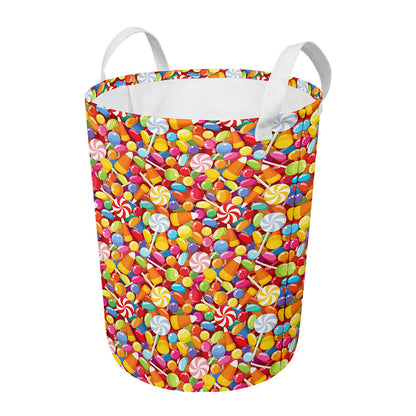 Colorful Candy Pattern Print Round Laundry Basket