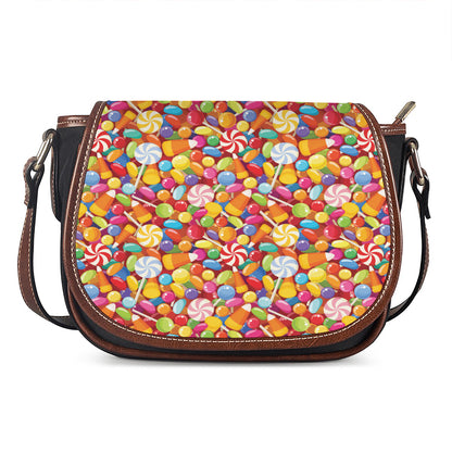 Colorful Candy Pattern Print Saddle Bag