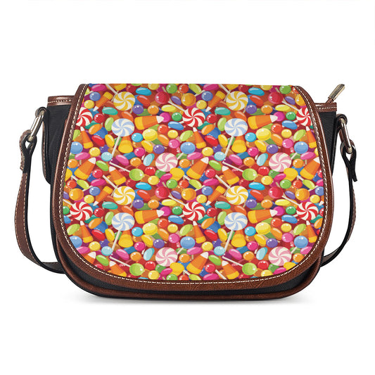 Colorful Candy Pattern Print Saddle Bag