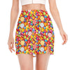 Colorful Candy Pattern Print Side Slit Mini Skirt